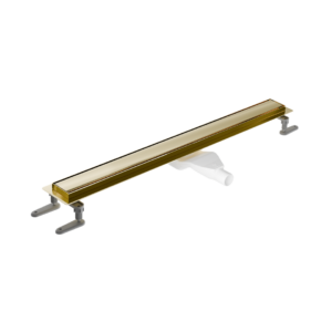 Stilio odpływ liniowy 60 cm z kołnierzem ruszt dekoracyjny, złoty połysk