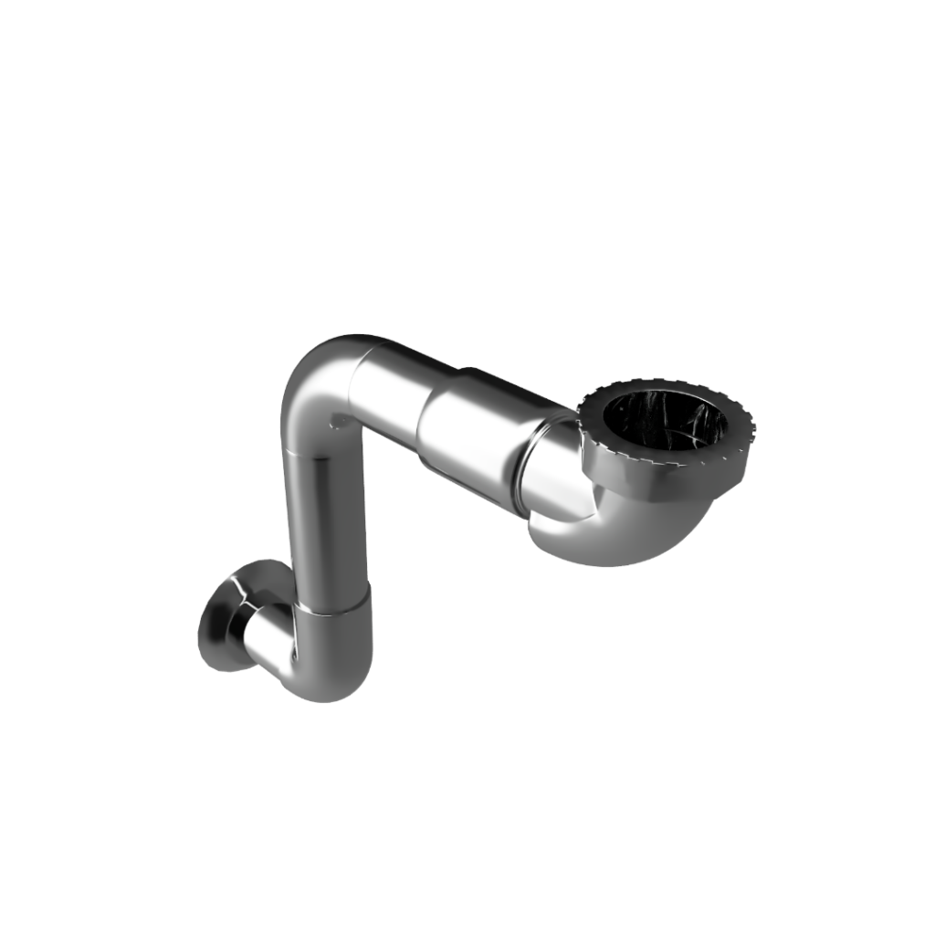 Syfon umywalkowo-bidetowy niski z rurą sztywną, chrom