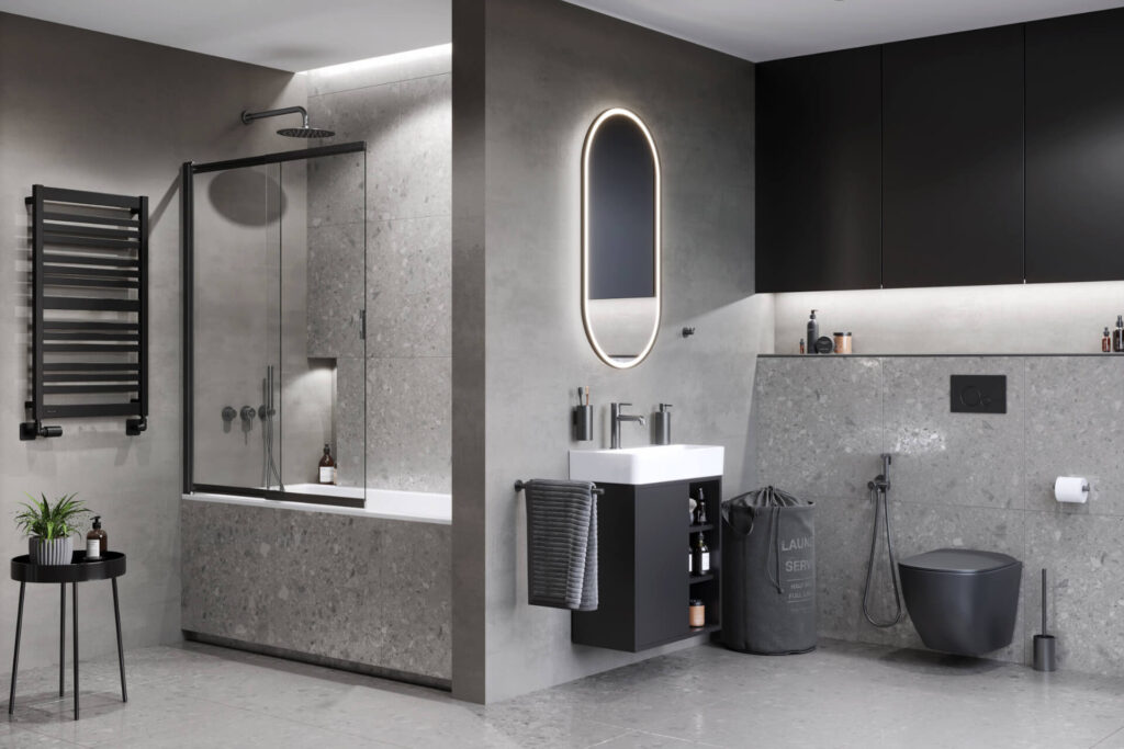 Liner parawan nawannowy 110×140 cm rozsuwany 2-częściowy lewy / prawy, czarny mat