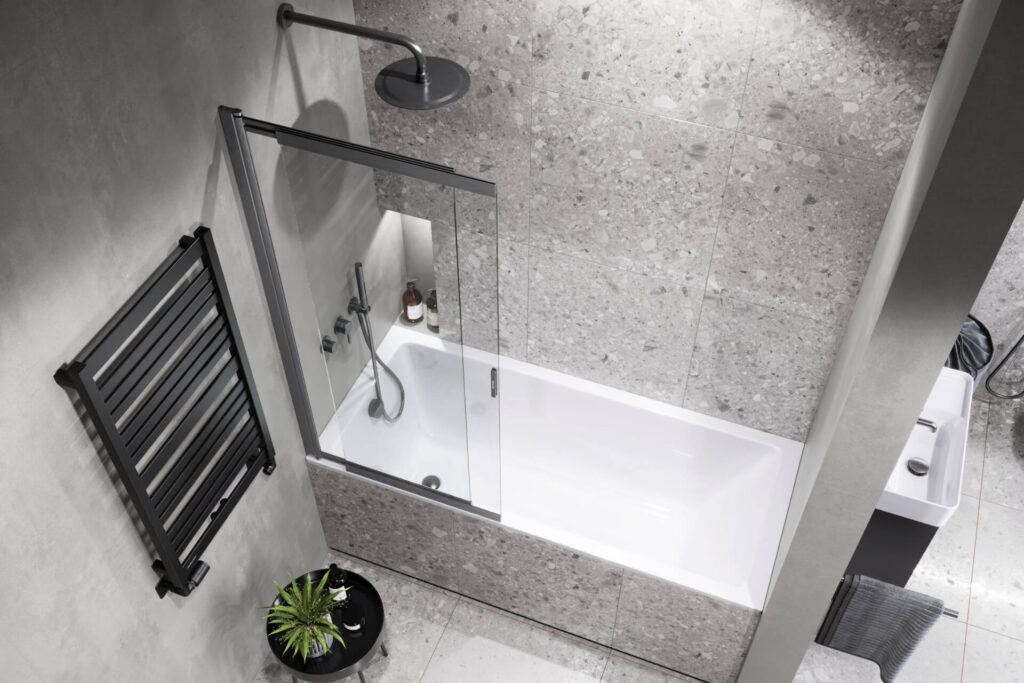 Liner parawan nawannowy 110×140 cm rozsuwany 2-częściowy lewy / prawy, grafit szczotkowany