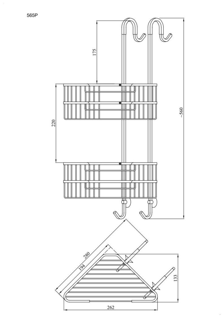 Koszyk prysznicowy narożny podwójny prawy ANDEX Sanibella 565/P/CC chrom