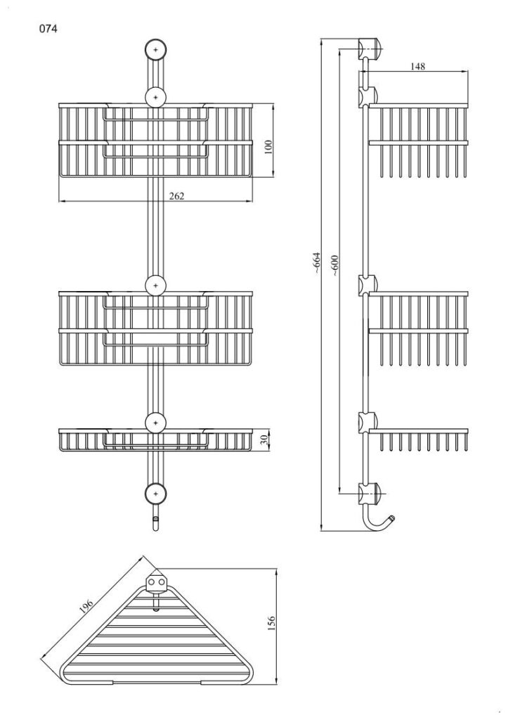Koszyk prysznicowy potrójny narożny ANDEX Classic 074CC chrom