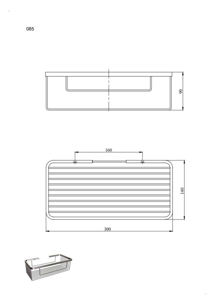 Koszyk prysznicowy prostokątny duży ANDEX Classic 085CC chrom