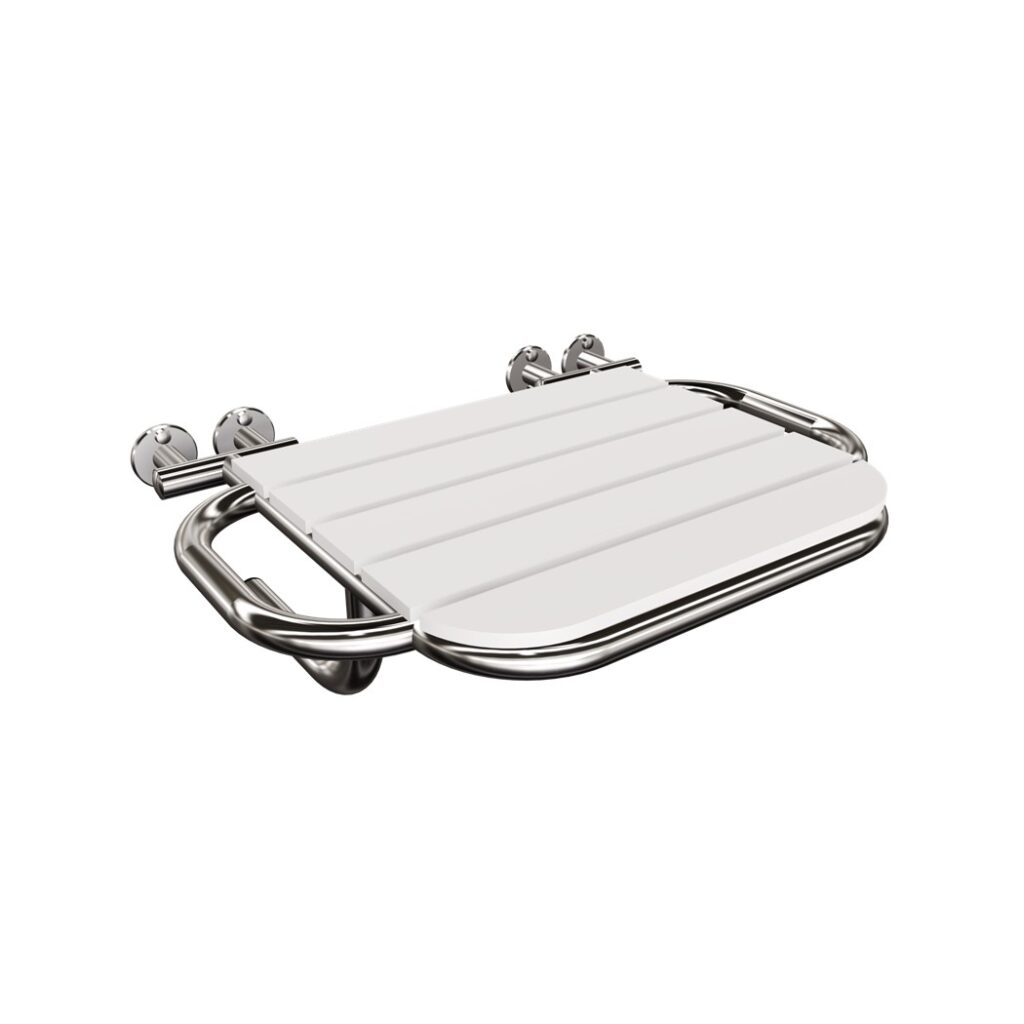 Krzesełko prysznicowe z uchwytami składane ANDEX Bez Barier 803CC stal nierdzewna polerowana