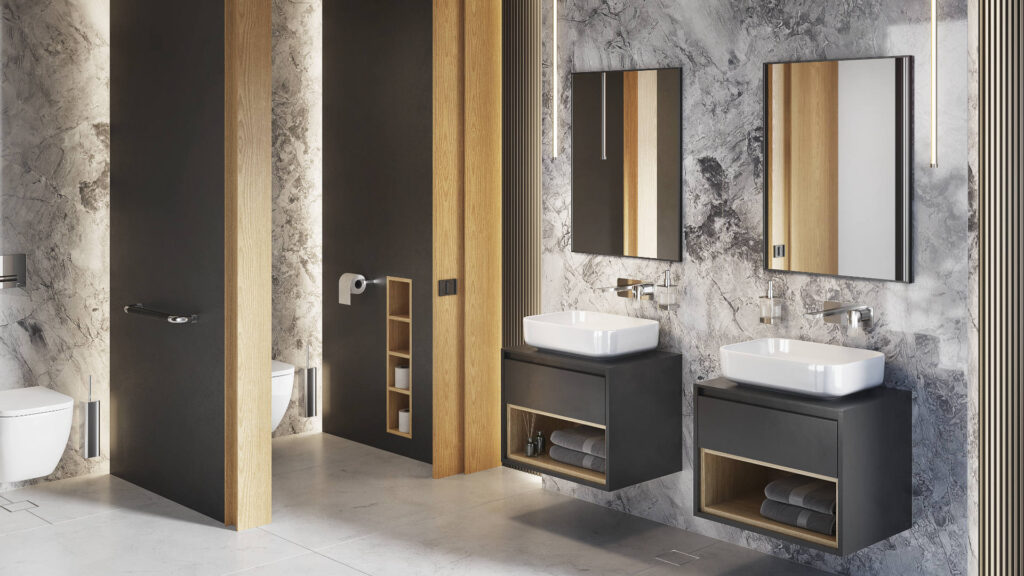 Kuadro lustro łazienkowe 80×60 cm prostokątne, czarny mat