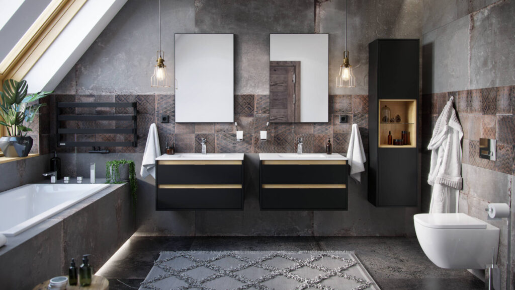 Kuadro lustro łazienkowe 80×60 cm prostokątne, czarny mat