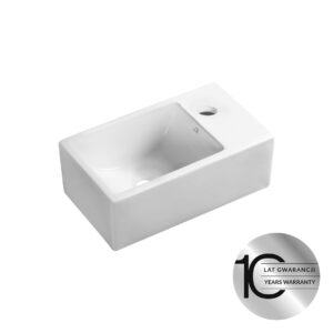 Kvadrato – umywalka nablatowa/ścienna ceramiczna z miejscem na baterię