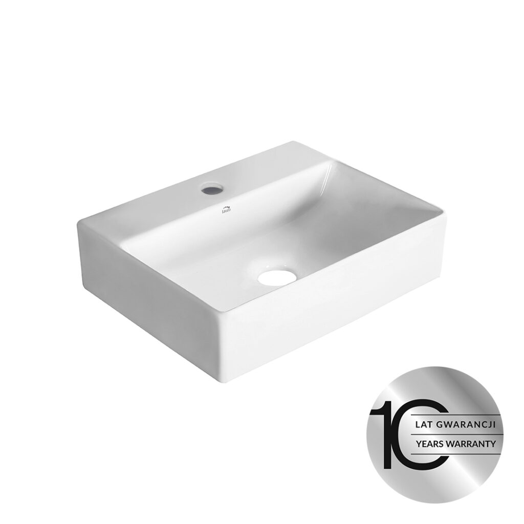 Kvadrato – umywalka nablatowa/ścienna ceramiczna z miejscem na baterię