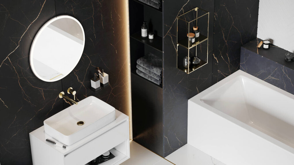 Lumiro lustro łazienkowe 60 cm okrągłe oświetlenie LED mata grzewcza, rama akrylowa