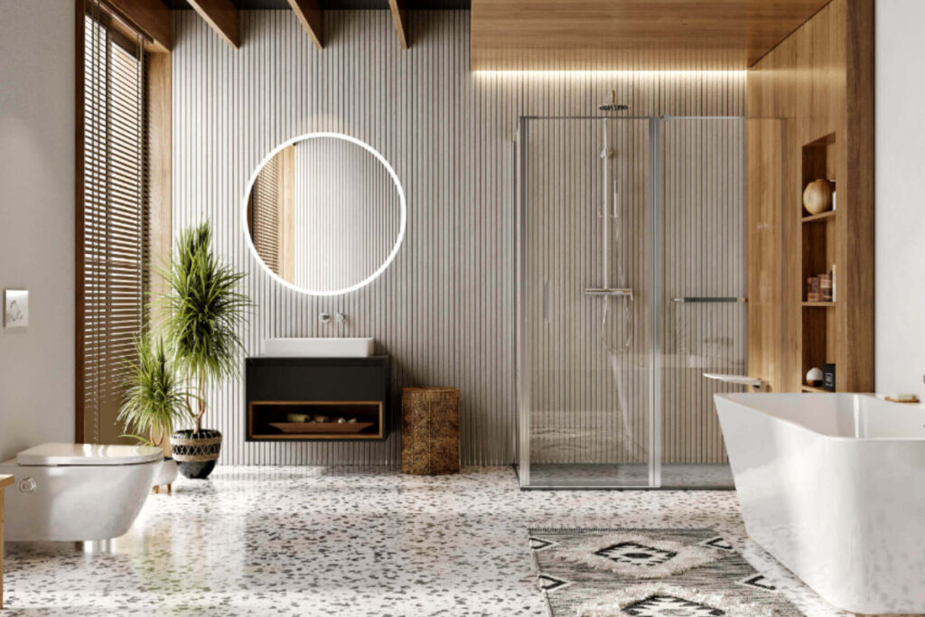 Lumiro lustro łazienkowe 100 cm okrągłe oświetlenie LED mata grzewcza, rama akrylowa