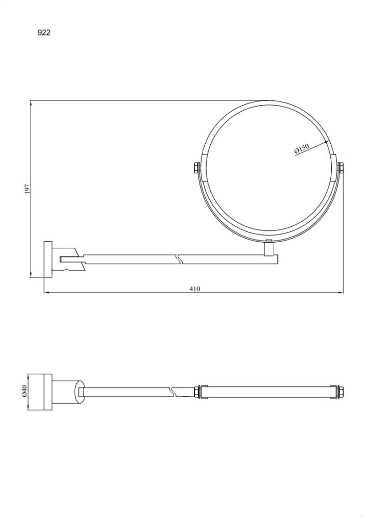 Lusterko obrotowe ANDEX Novel 922SG stal nierdzewna polerowana