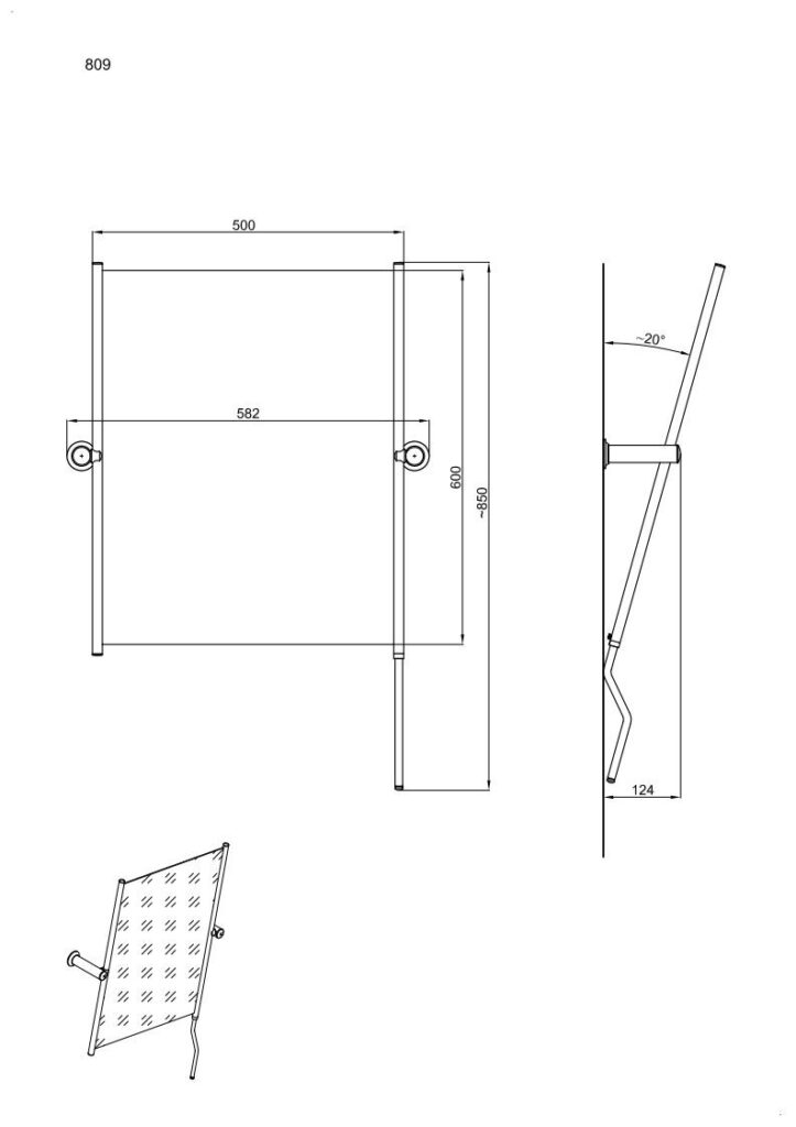 Lustro uchylne z rączką ANDEX Bez Barier 809CC chrom