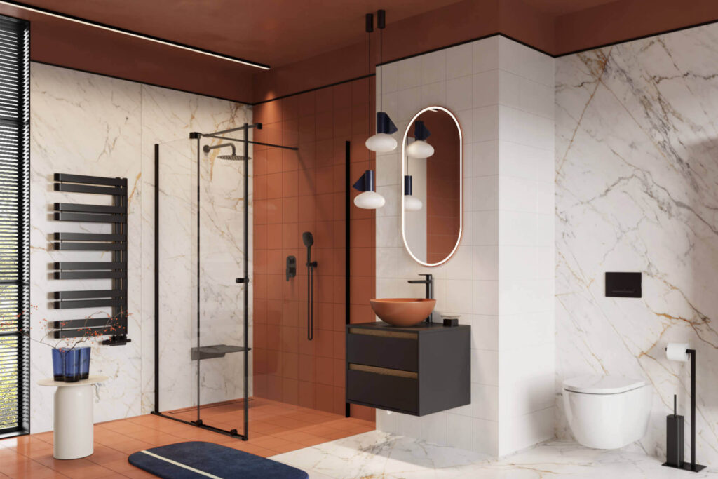 Corido lustro łazienkowe 100×50 cm owalne, oświetlenie LED mata grzewcza, miedziany szczotkowany