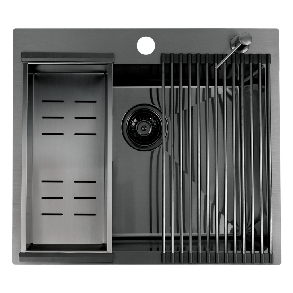 Malawi – zlewozmywak 1-komorowy, zestaw z akcesoriami