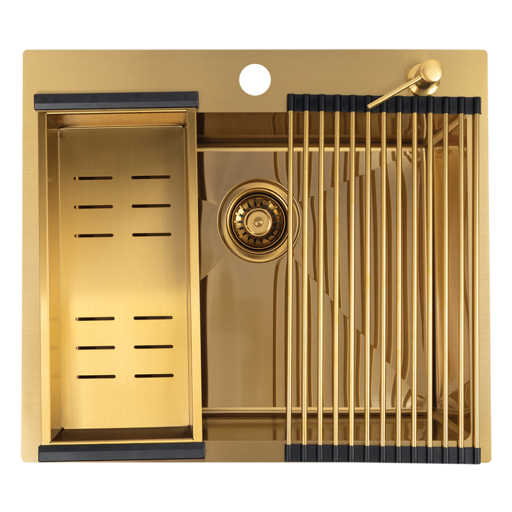 Malawi – zlewozmywak 1-komorowy, zestaw z akcesoriami