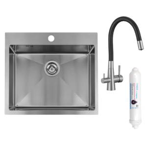 Malawi – zlewozmywak 1-komorowy z syfonem i baterią filtrującą