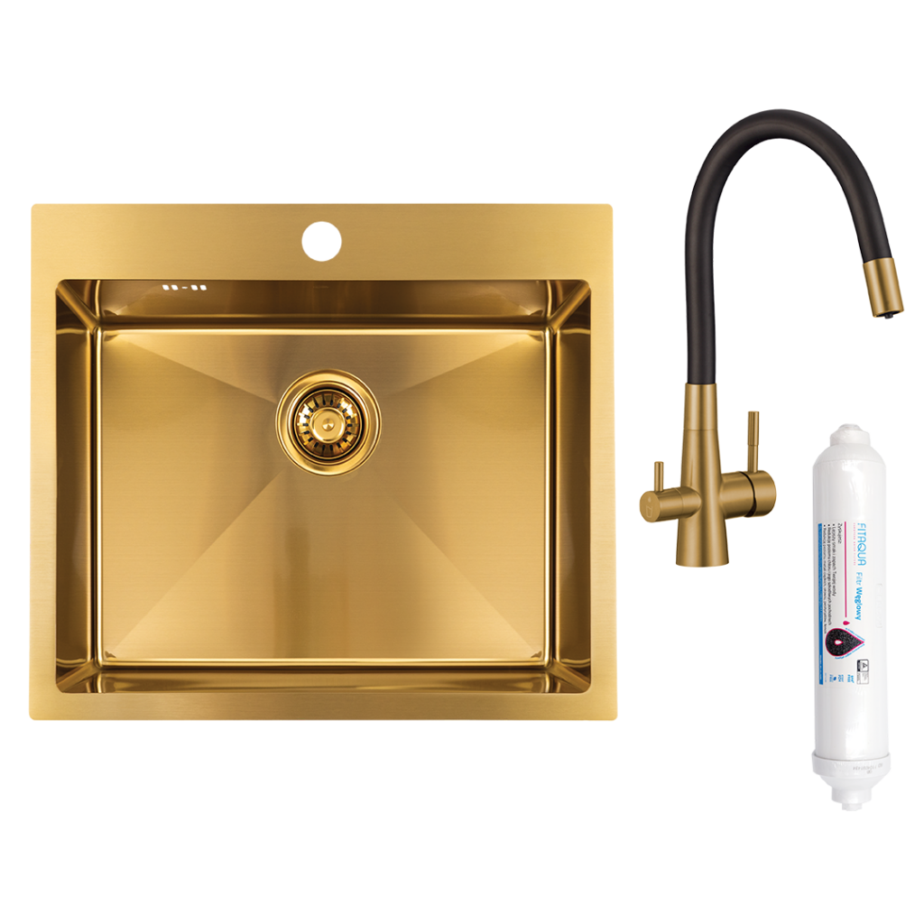 Malawi – zlewozmywak 1-komorowy z syfonem i baterią filtrującą