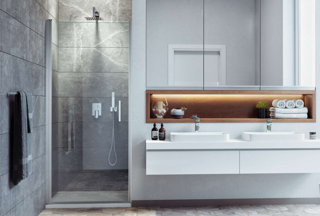 Mazo drzwi prysznicowe wnękowe wahadłowe 90×195 cm, powłoka Clean Control, chrom