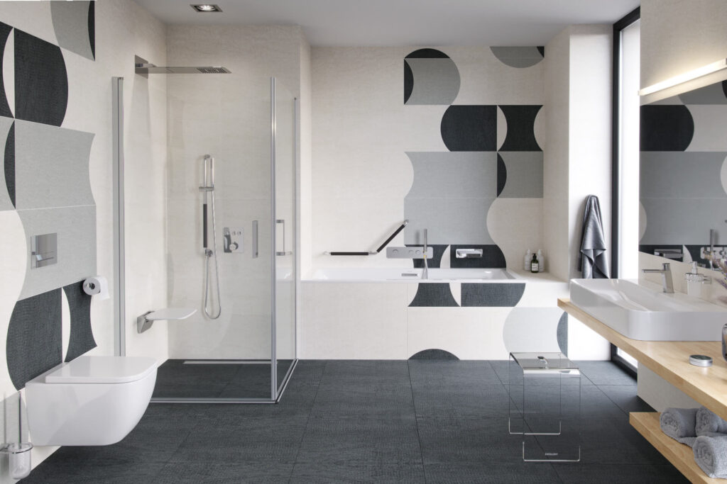 Mazo kabina prysznicowa narożna, drzwi wahadłowe podwójne 90×90 cm, Clean Control, chrom