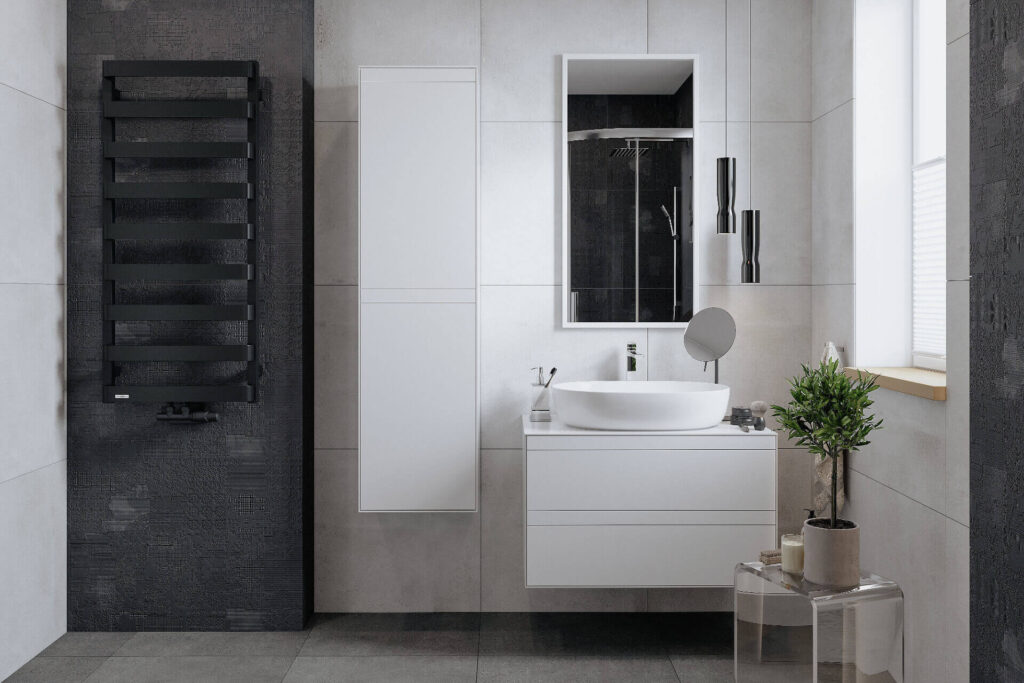 Meteor grzejnik łazienkowy 111×50 cm, czarny soft