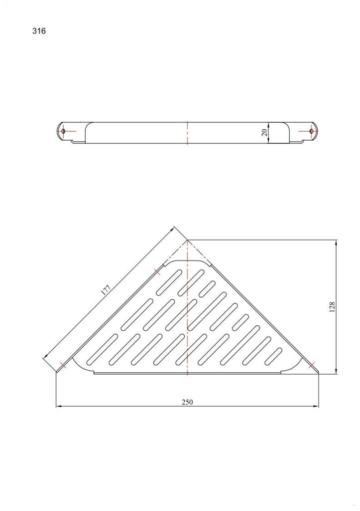 Mydelniczka ażurowa narożna ANDEX Technic 316SG stal nierdzewna polerowana