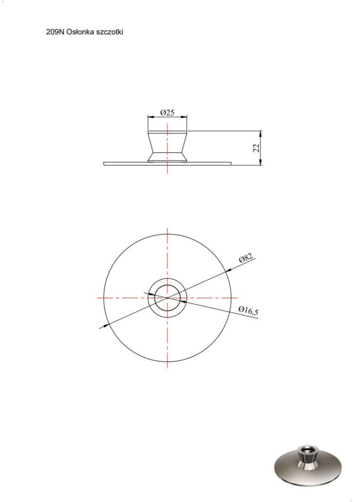 Osłonka szczotki ANDEX Novel 209N stal nierdzewna polerowana