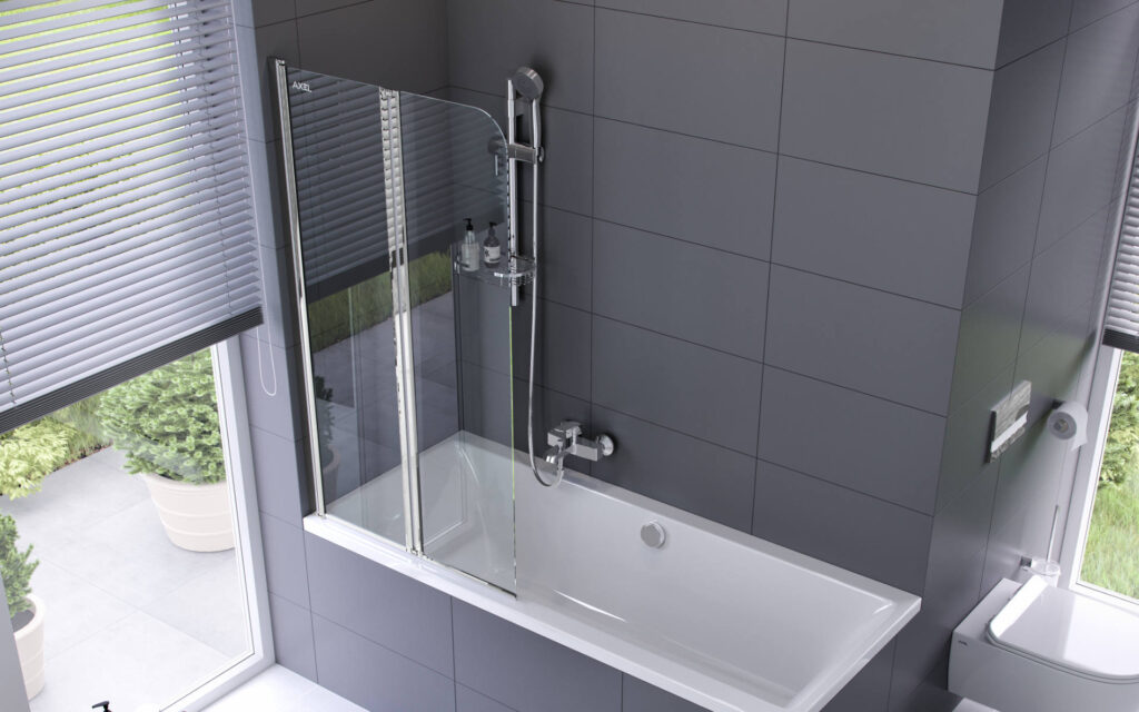 Fliper parawan nawannowy 80×140 cm 2-częściowy prawy, powłoka Clean Control, chrom