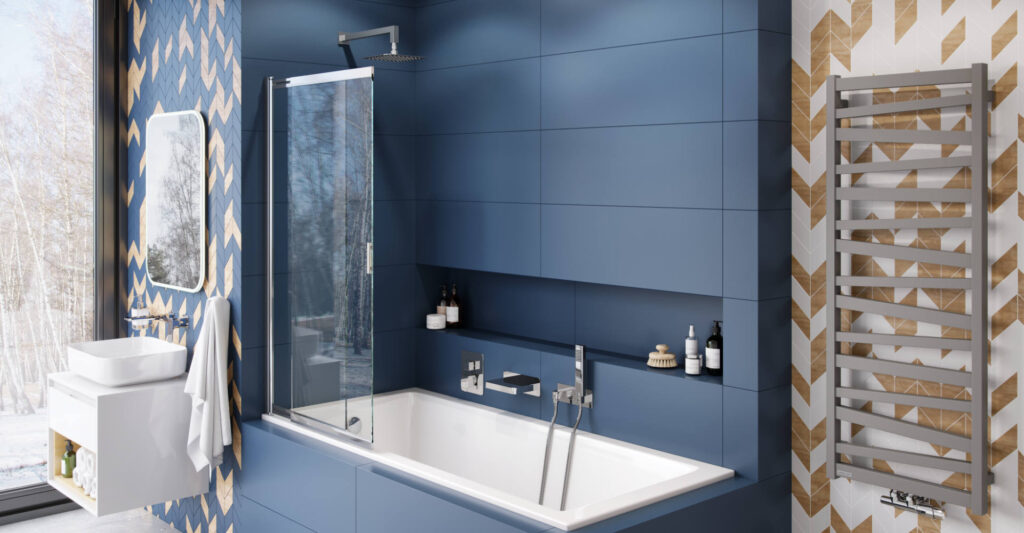 Liner parawan nawannowy 110×140 cm rozsuwany 2-częściowy lewy / prawy, chrom