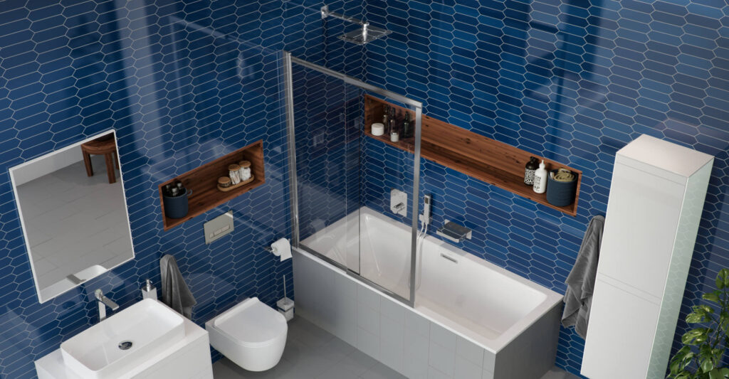 Liner parawan nawannowy 110×140 cm rozsuwany 2-częściowy lewy / prawy, chrom