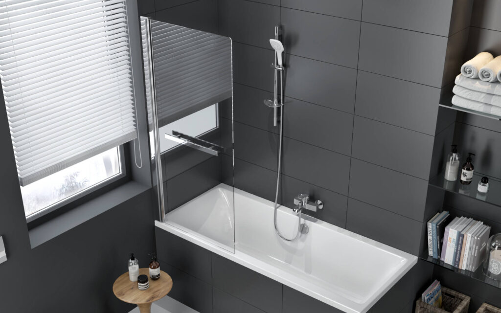 Seria 900 parawan nawannowy 75×145 cm 1-częściowy z uchwytem lewy / prawy, chrom