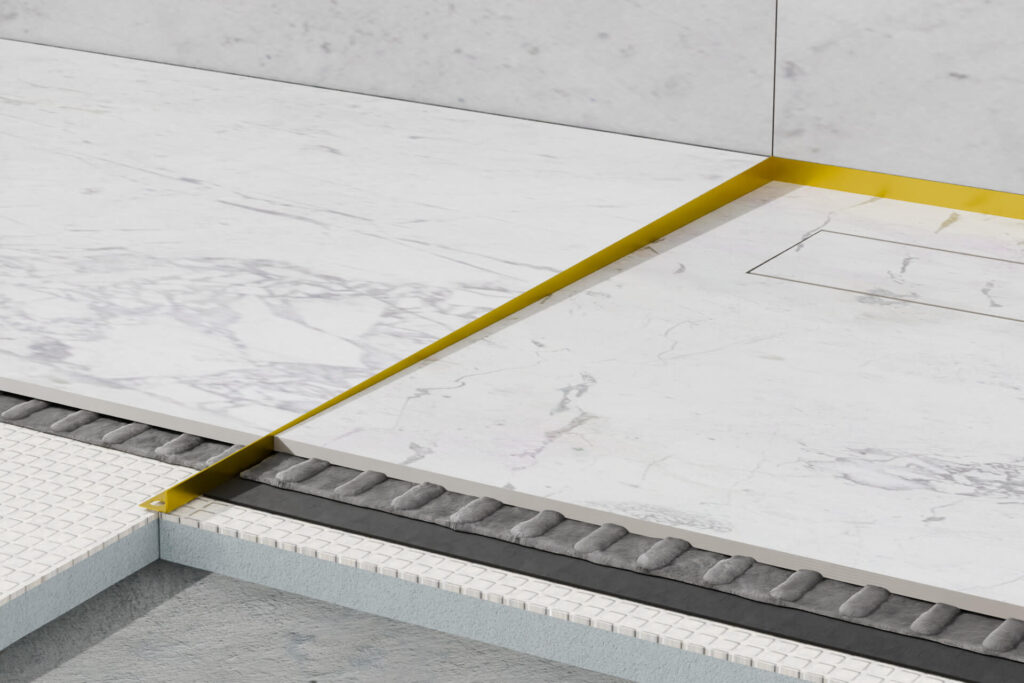 Profil brodzikowy 120 cm, spadkowy lewy stal nierdzewna, złoty, polerowany