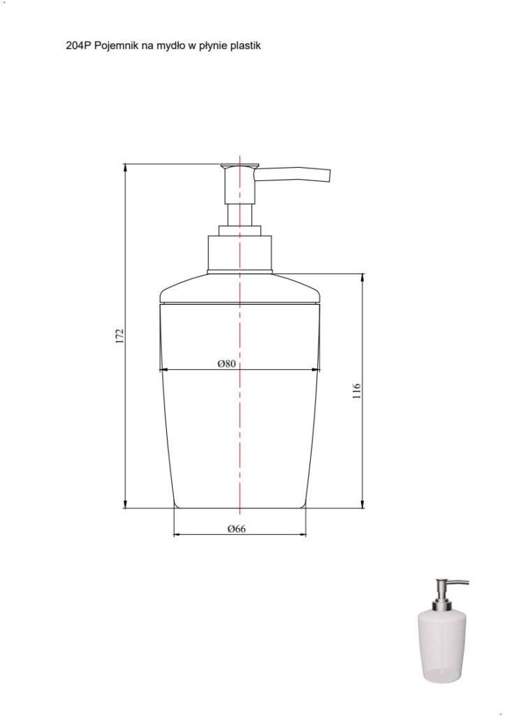Pojemnik plastikowy na mydło w płynie ANDEX 204P chrom