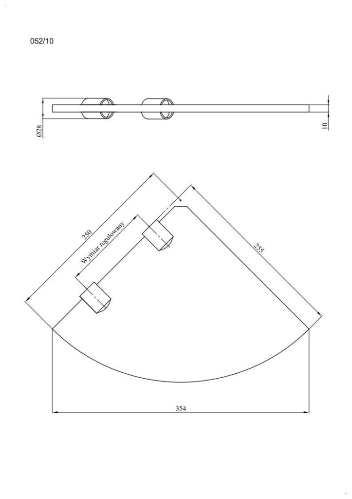 Półka łazienkowa narożna szklana 10 mm ANDEX Classic 052/10/CC chrom