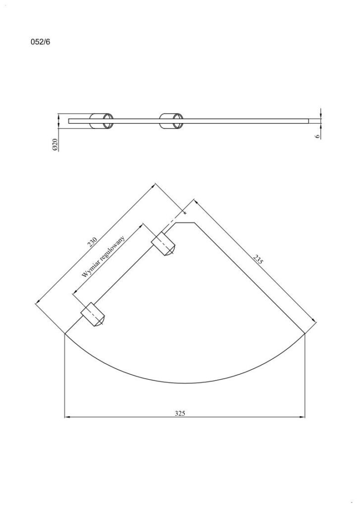 Półka łazienkowa narożna szklana 6 mm ANDEX Classic 052/6/CC chrom