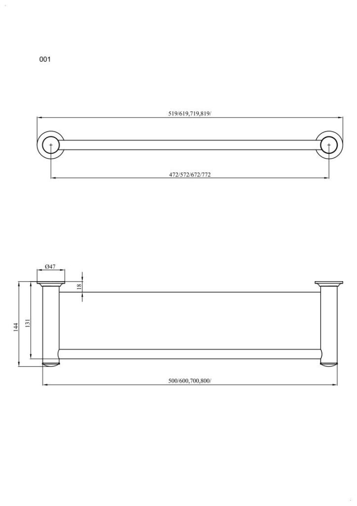 Półka łazienkowa szklana 50 cm ANDEX Classic 001/50NG czarna
