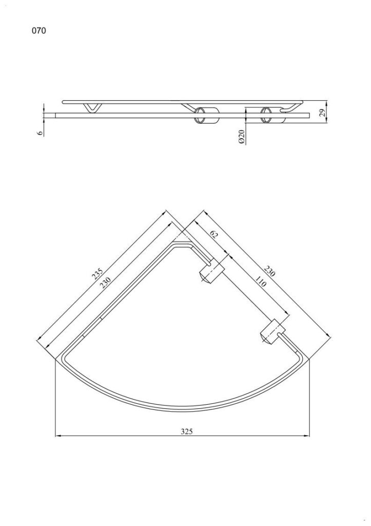 Półka łazienkowa szklana 6 mm narożna z ramką ANDEX Classic 070CC chrom
