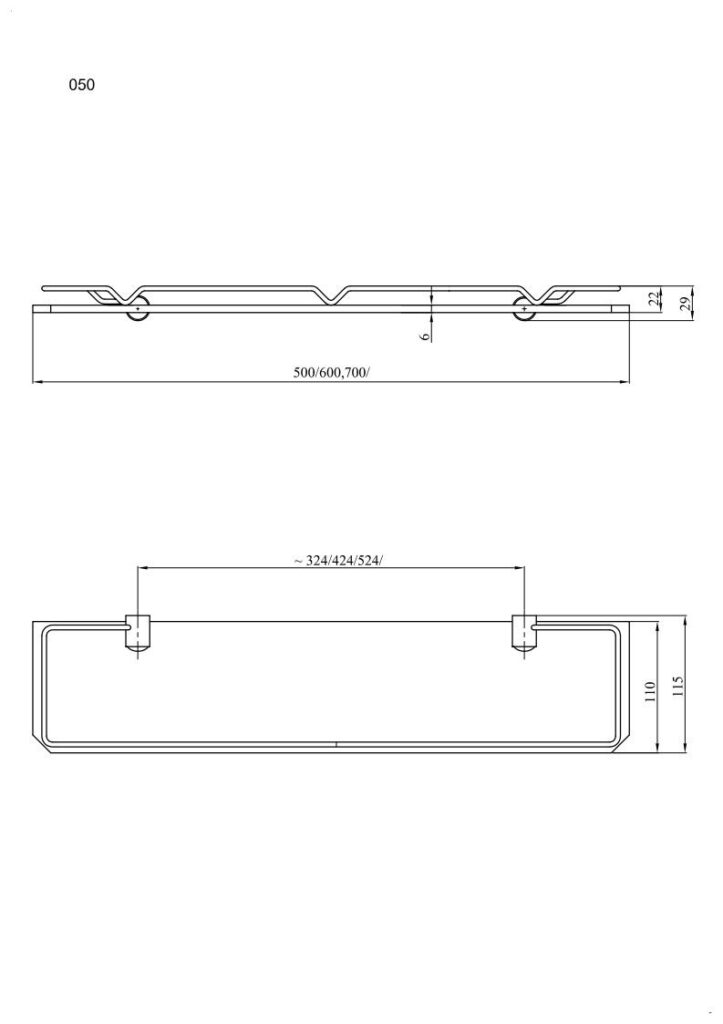 Półka łazienkowa szklana z ramką 50 cm ANDEX Classic 050/50/CC chrom