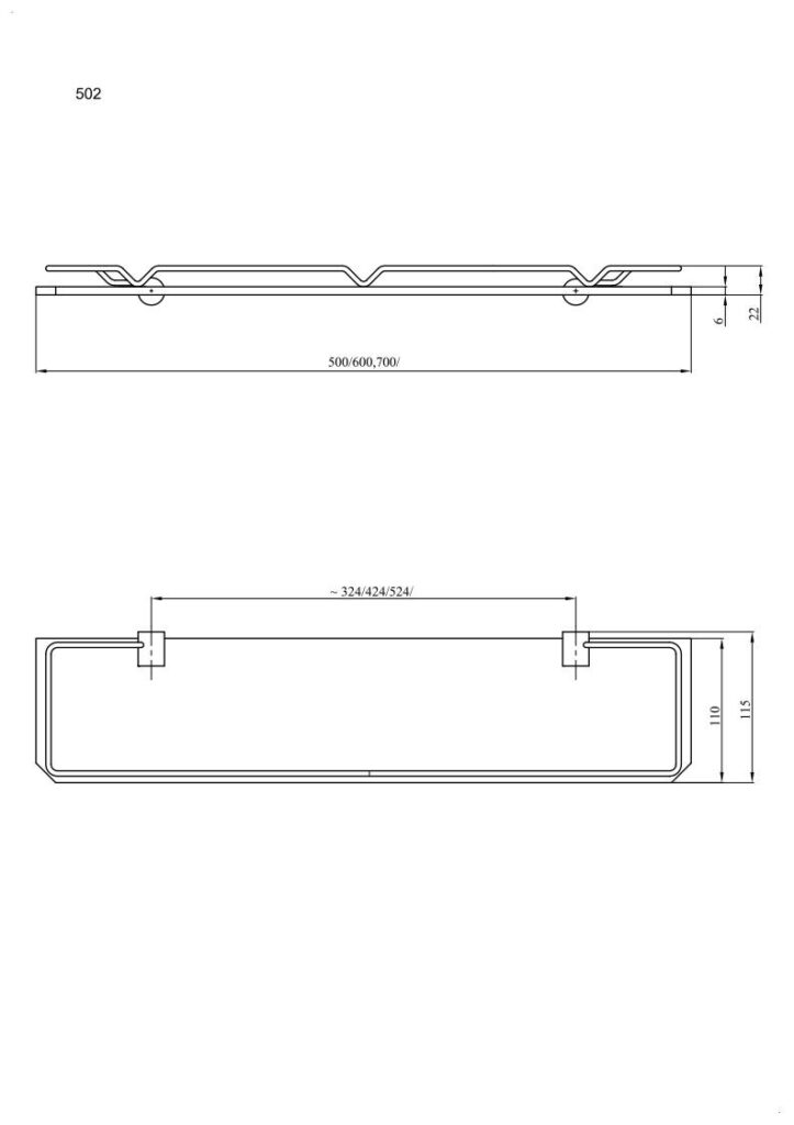Półka łazienkowa z ramką 50 cm ANDEX Sanibella 502/50/CC chrom
