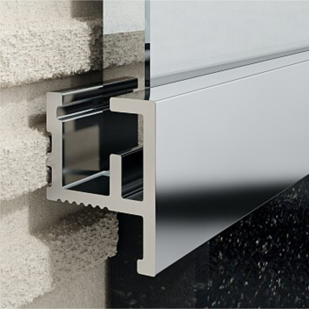 Profil LQ płaski do luster, 9,5 / 12 mm długość 265 cm, aluminiowy, elektropoler srebrny