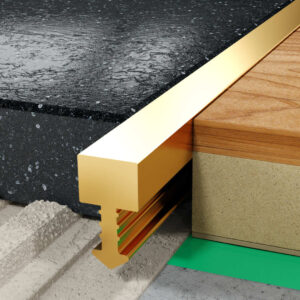 Profil QT fugowy kwadratowy 5 mm długość 200 cm, mosiężny, złoty 24 karaty