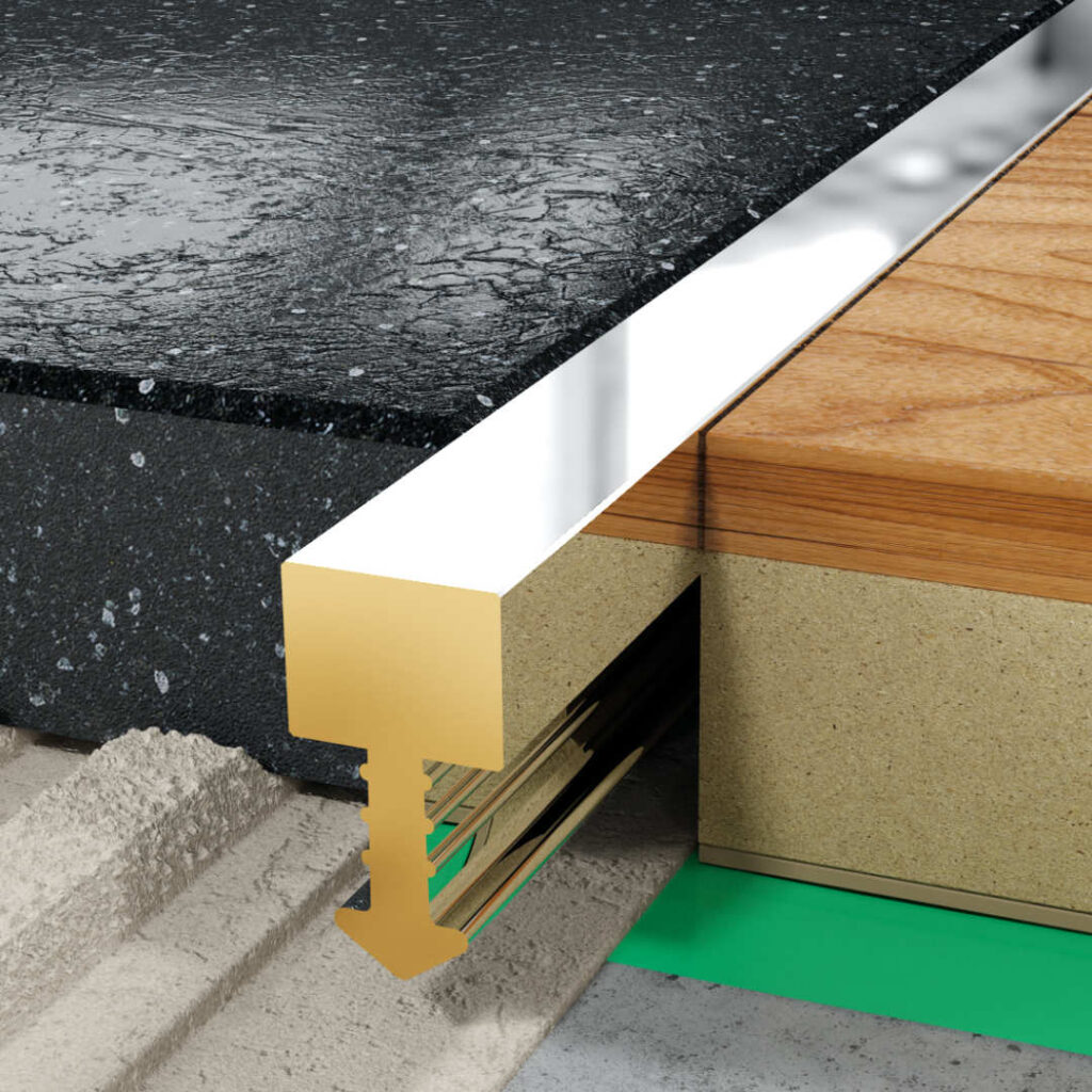 Profil QT fugowy kwadratowy 5 mm długość 250 cm, mosiężny, chrom