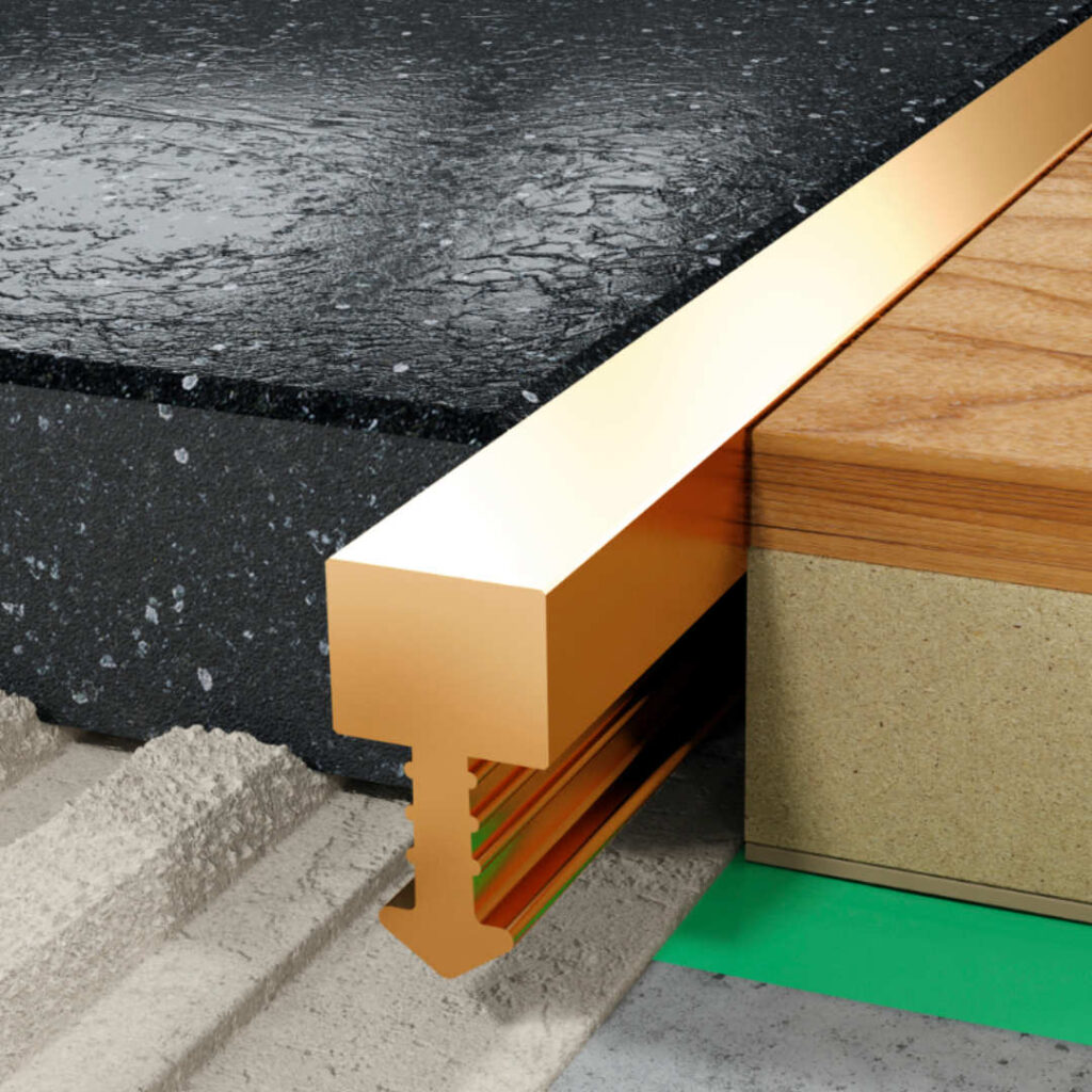 Profil QT fugowy kwadratowy 5 mm długość 200 cm, mosiężny, surowy