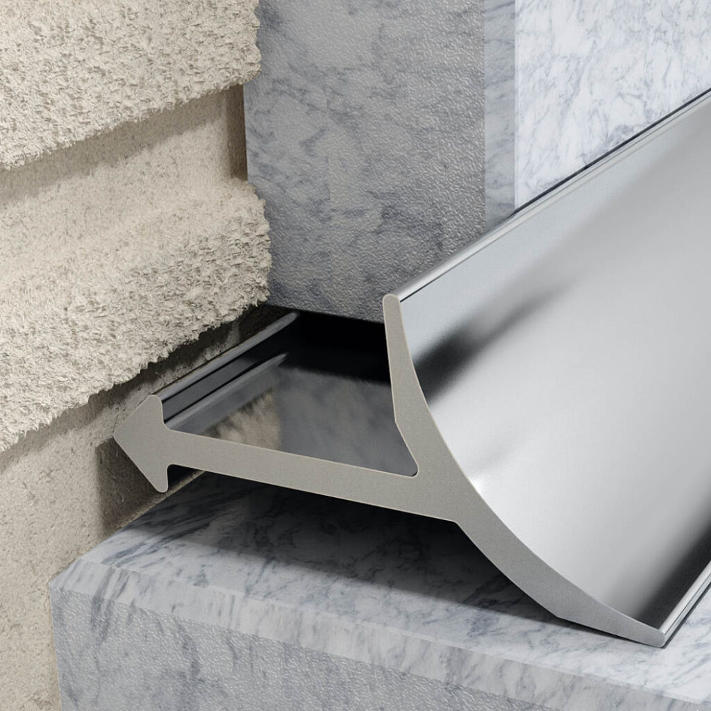 Profil W wewnętrzny 10 mm długość 250 cm aluminiowy, elektropoler srebrny