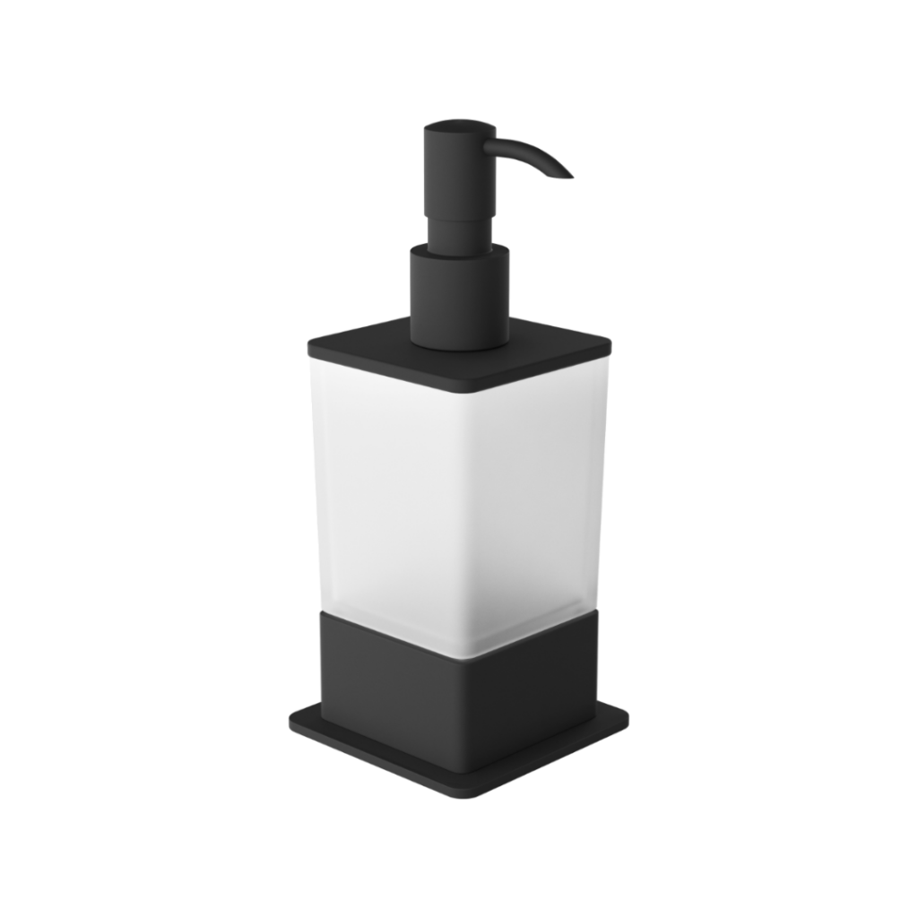Riko dozownik do mydła w płynie stojący, czarny mat