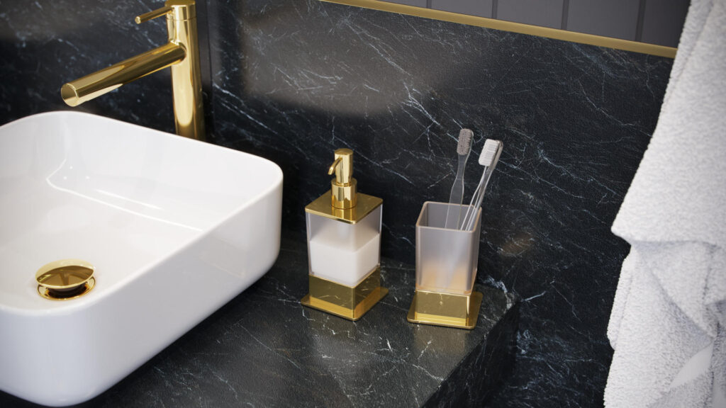 Riko kubek stojący szklany, złoty połysk