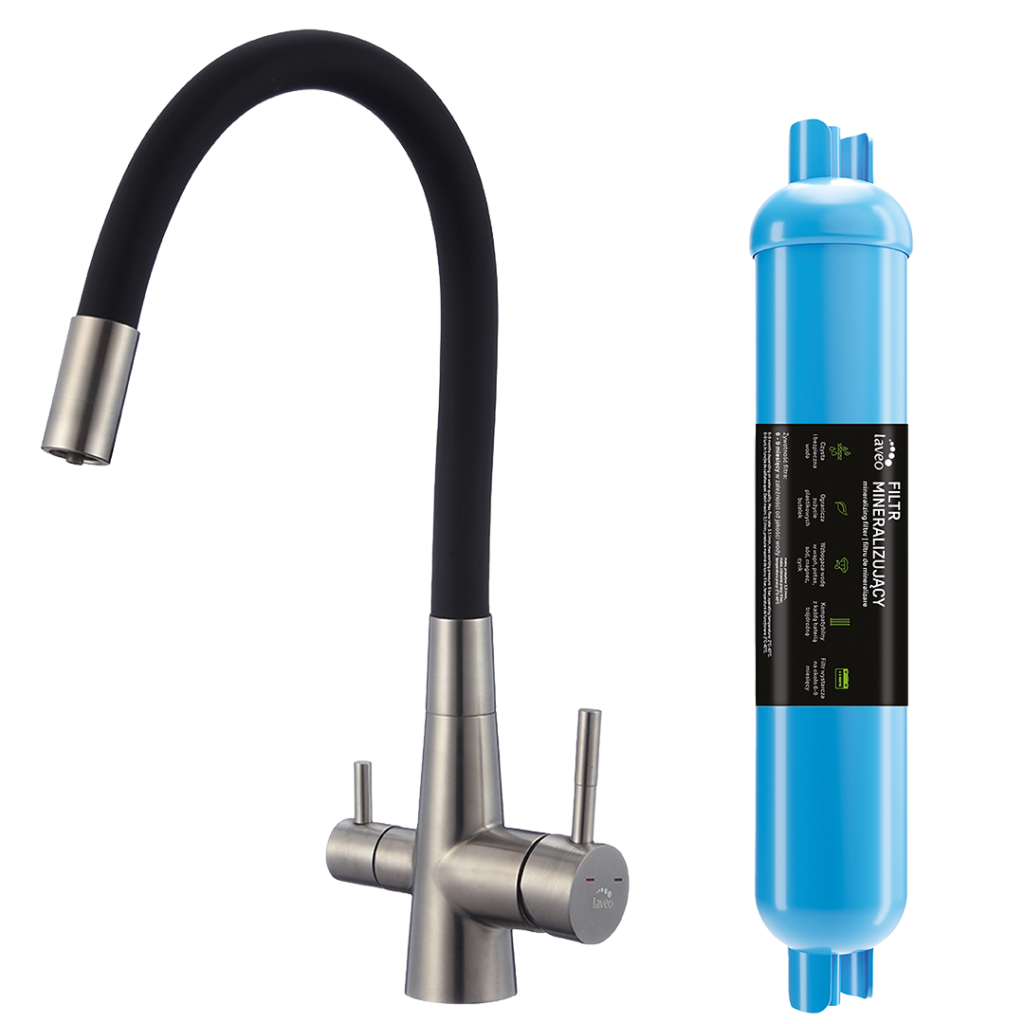 Riveco – bateria zlewozmywakowa z elastyczną wylewką + filtr zmiękczający