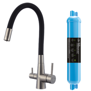 Riveco – bateria zlewozmywakowa z elastyczną wylewką + filtr zmiękczający