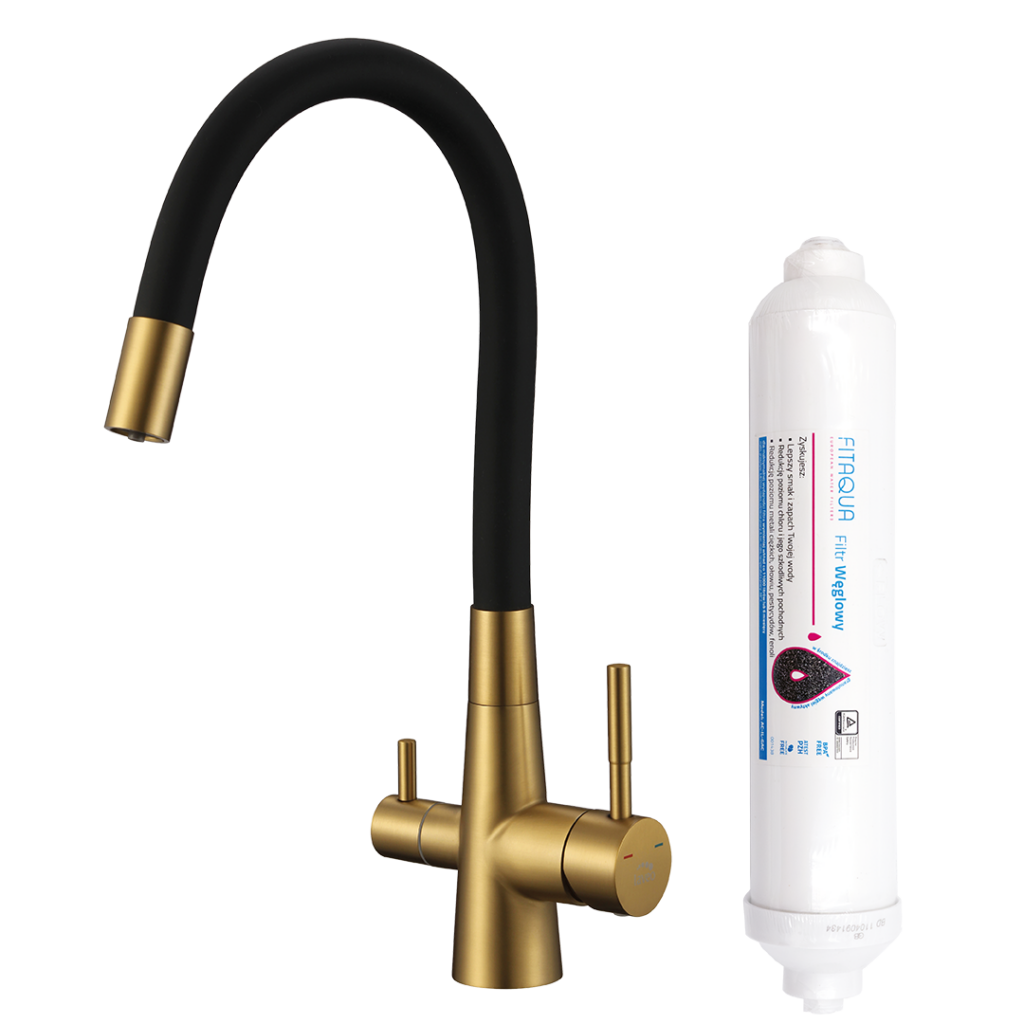 Riveco  – bateria zlewozmywakowa stojąca z elastyczną wylewką + system do filtrowania wody