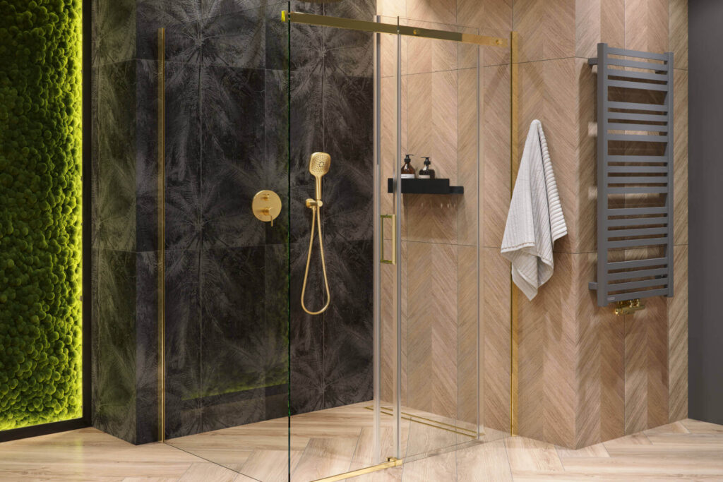 Rols ścianka prysznicowa boczna 80 cm powłoka Clean Control, złoty połysk