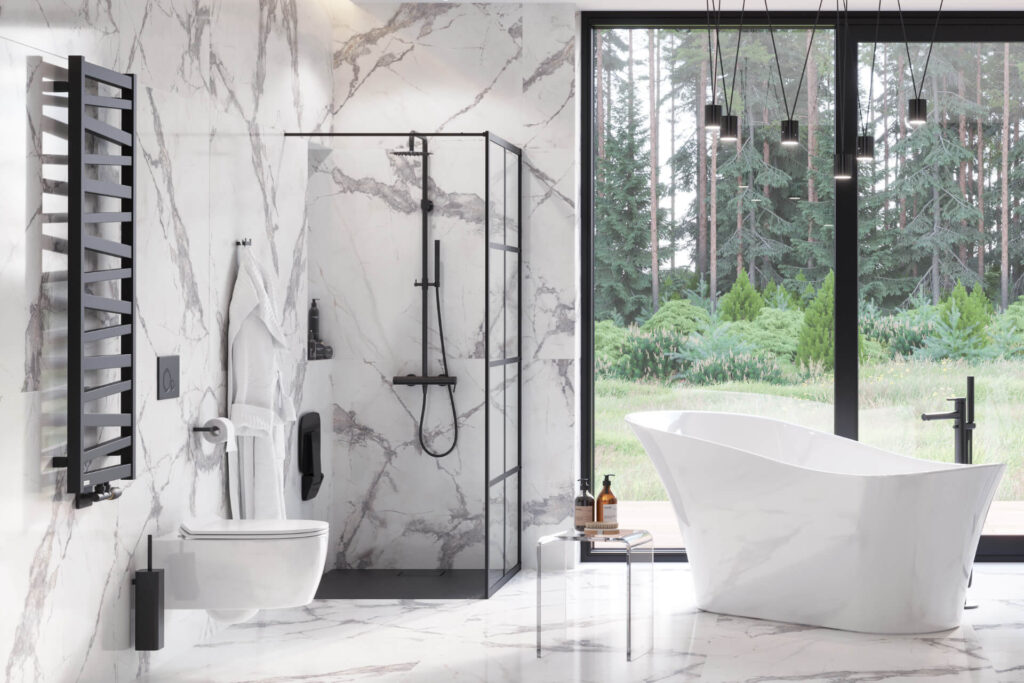 Fabrika walk-in ścianka prysznicowa 100×200 cm, czarny mat